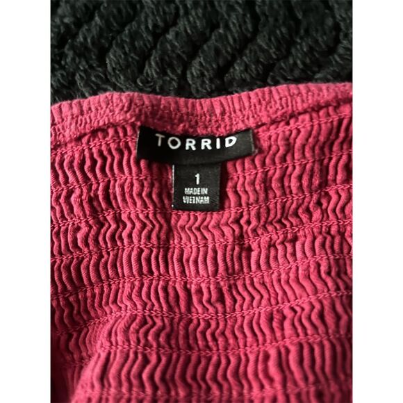 Torrid 1  Red Babydoll Cotton Window Pane‎ Pullover Front Tank 1x 14-16 - Picture 6 of 9